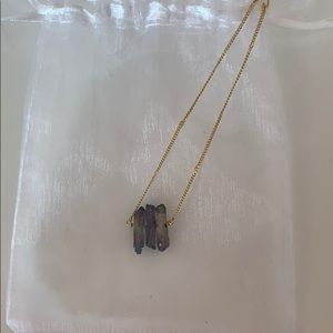 Black Quarts Gold Necklace